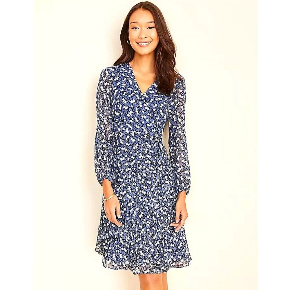 LIKE NEW Floral Pleated Wrap Dress